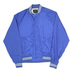 TONKIN Mens Blue Nylon Button Jacket L Athletic Plain Retro Vintage Bomber