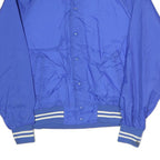 TONKIN Mens Blue Nylon Button Jacket L Athletic Plain Retro Vintage Bomber