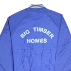 TONKIN Mens Blue Nylon Button Jacket L Athletic Plain Retro Vintage Bomber