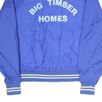 TONKIN Mens Blue Nylon Button Jacket L Athletic Plain Retro Vintage Bomber