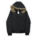 CARHARTT Womens Black Hooded Zip Jacket XS Polyester Blend Ribbed Cuffs