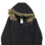 CARHARTT Womens Black Hooded Zip Jacket XS Polyester Blend Ribbed Cuffs