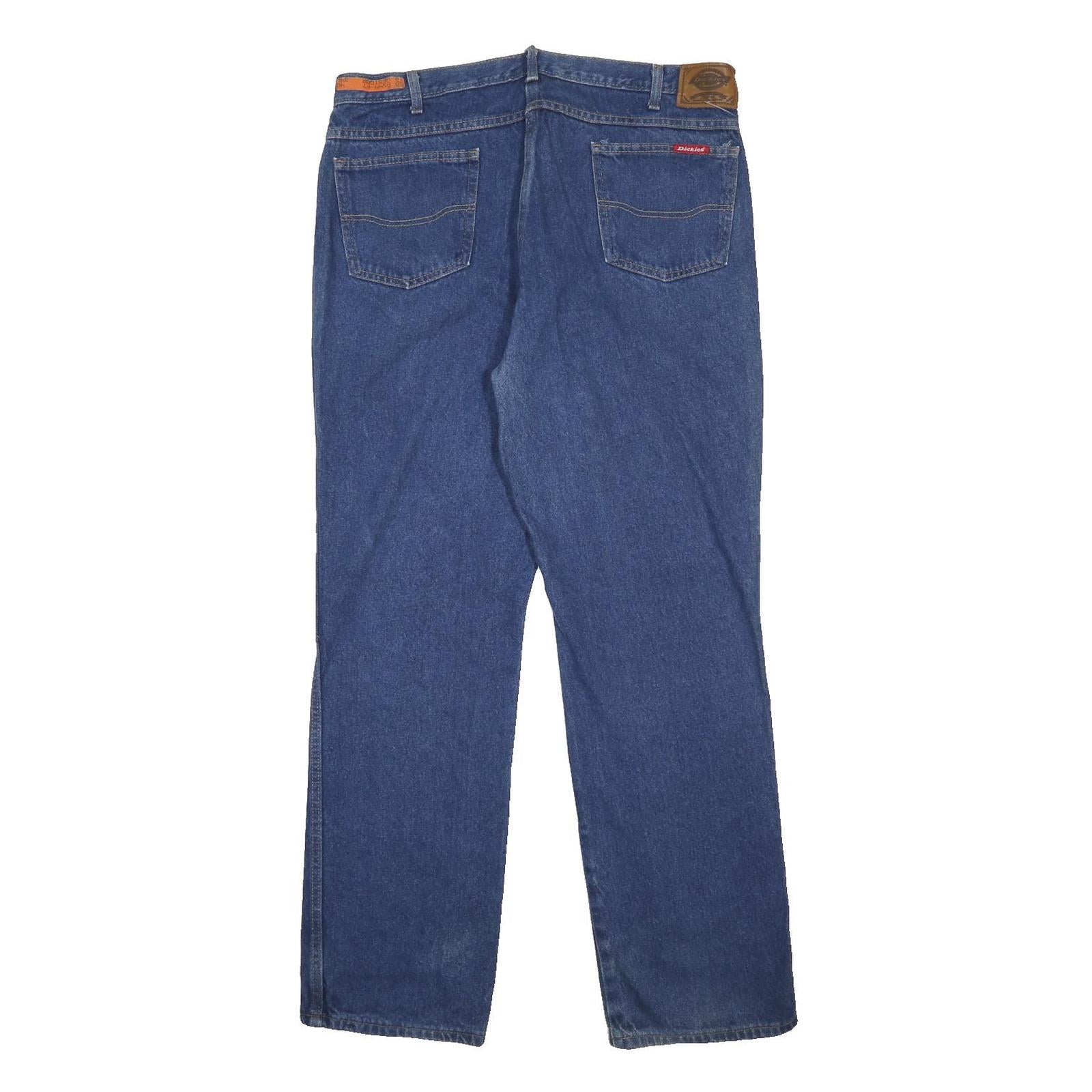 DICKIES Mens Blue Regular Fit Straight Leg Denim Jeans W36 L34 Classic Zip