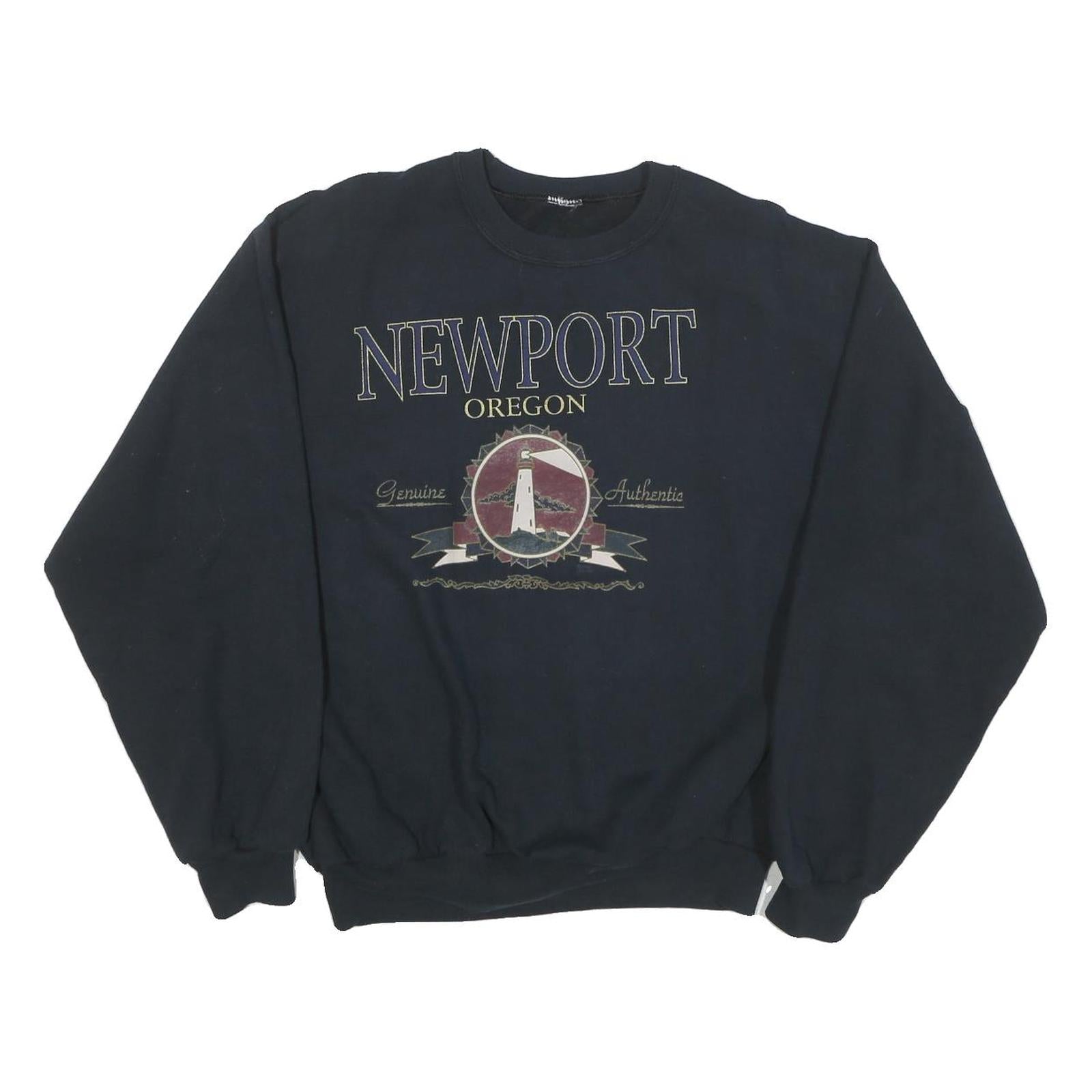 Womens Black Newport Oregon Cotton Blend Crew Neck Sweatshirt M Casual Comfort