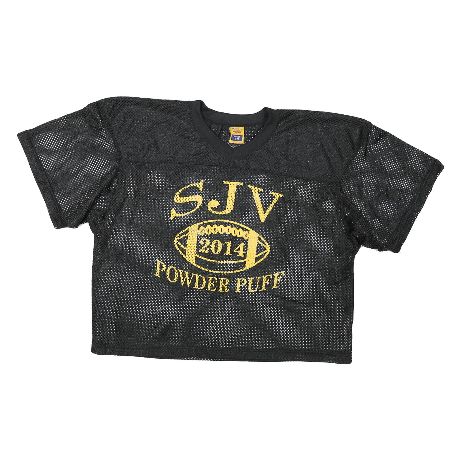 Mens Black SJV 2014 Powder Puff Graphic T-Shirt M Short Sleeve V-Neck Sports