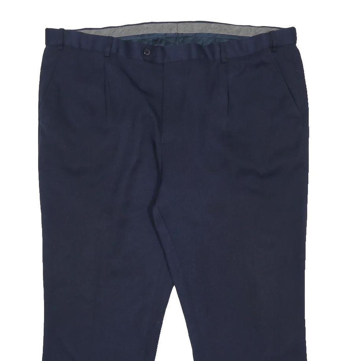 TAYLOR & WRIGHT Mens Polyester Navy Relaxed Trousers W42 L25 Formal Workwear Zip