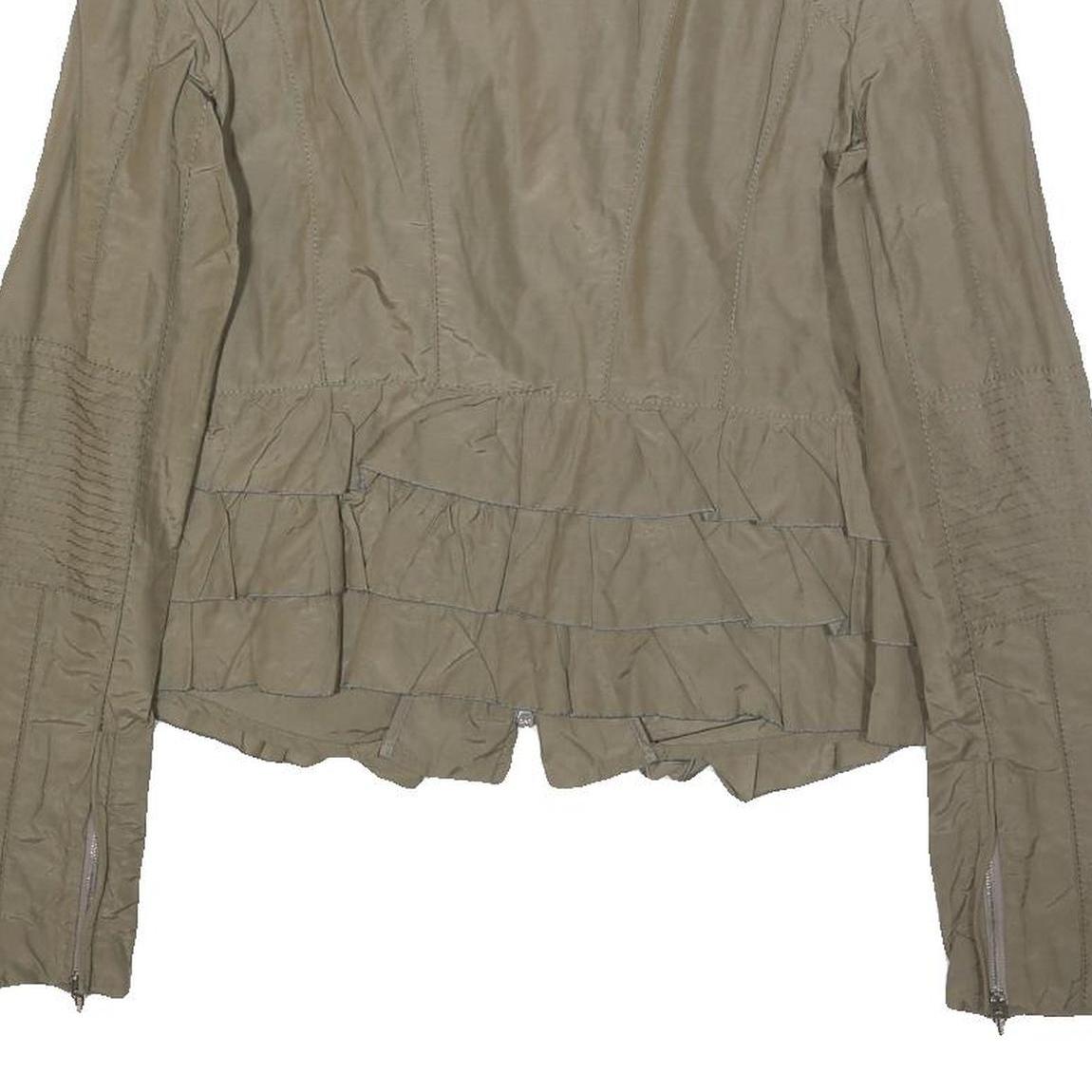 ARMANI COLLEZIONI Womens Beige Tailored Zip Jacket XS Woven Plain Lightweight