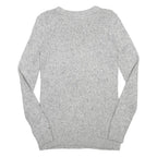 TOMMY HILFIGER Womens Grey Patterned Cotton Blend Jumper Crew Neck Cable Knit XS
