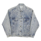 BLUE Womens Blue Denim Cotton Blend Jacket M Plain Button Closure Classic Fit