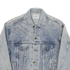 BLUE Womens Blue Denim Cotton Blend Jacket M Plain Button Closure Classic Fit