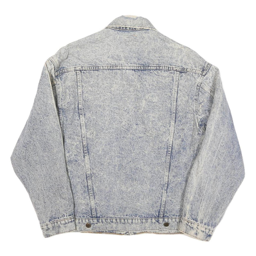 BLUE Womens Blue Denim Cotton Blend Jacket M Plain Button Closure Classic Fit