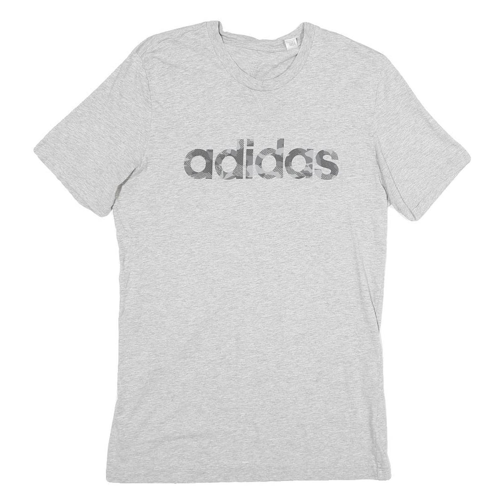 ADIDAS Mens Grey Cotton Logo Print T-Shirt M Short Sleeve Crew Neck Casual