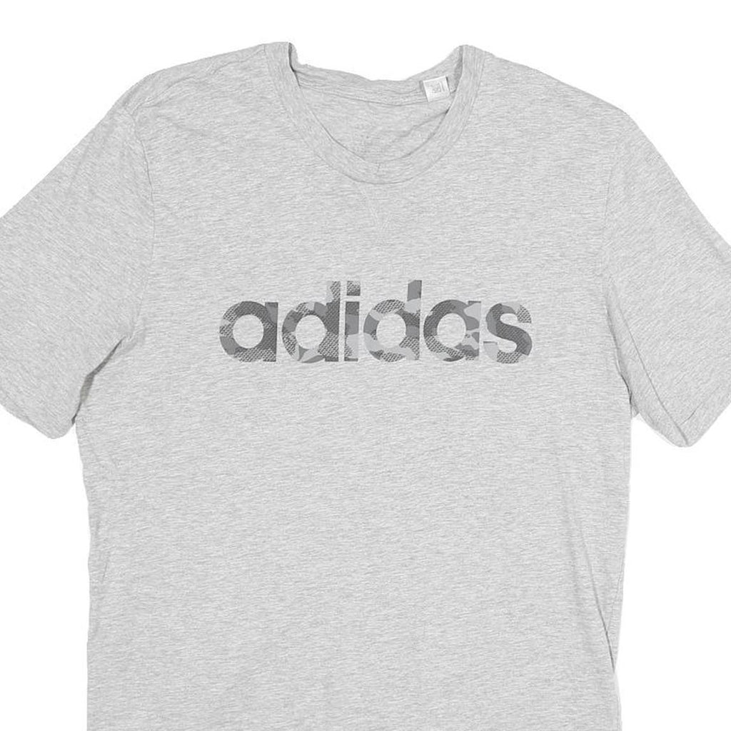 ADIDAS Mens Grey Cotton Logo Print T-Shirt M Short Sleeve Crew Neck Casual