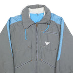 BRUGI Mens Grey & Blue Outdoor Jacket L Polyester Blend Zip Plain Casual