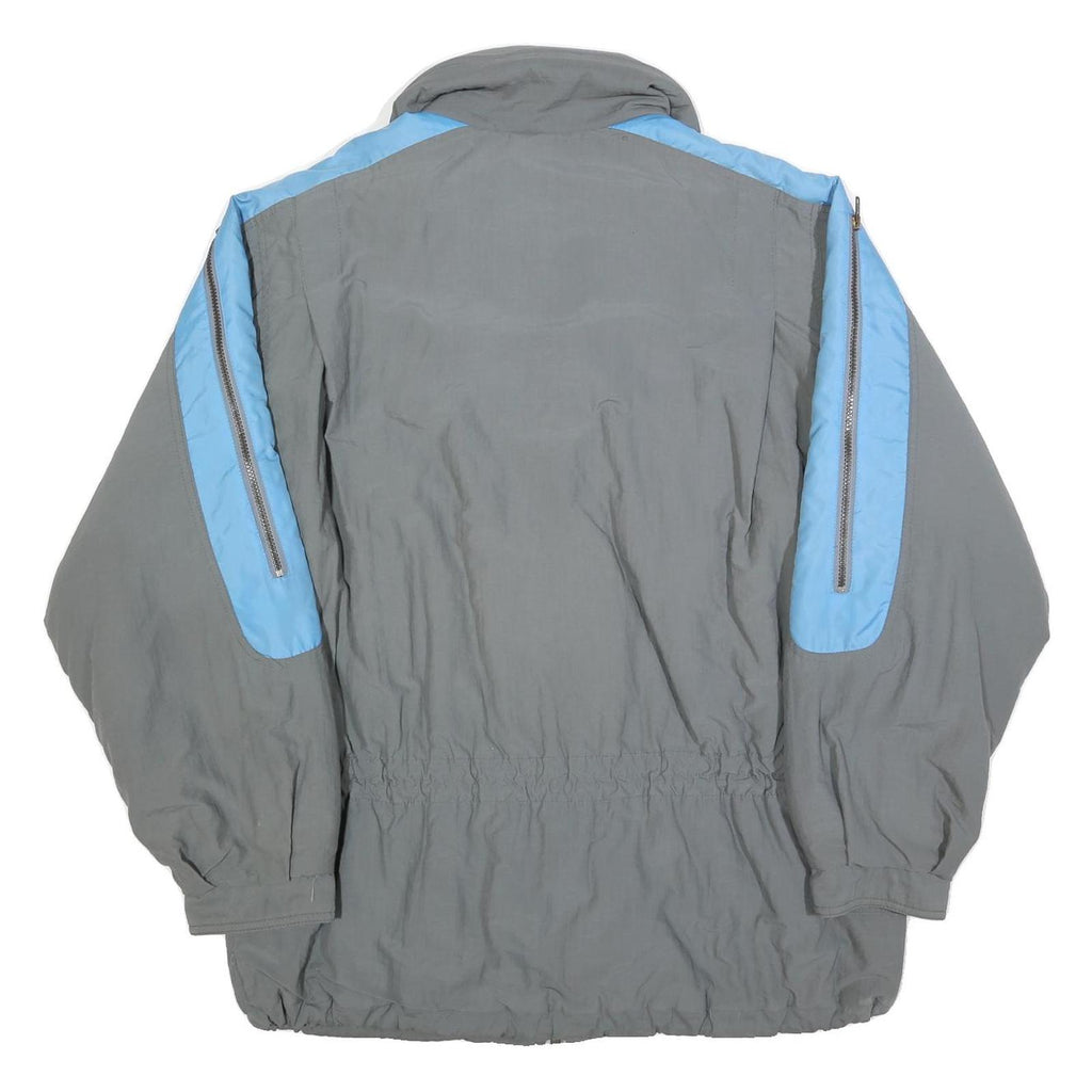 BRUGI Mens Grey & Blue Outdoor Jacket L Polyester Blend Zip Plain Casual