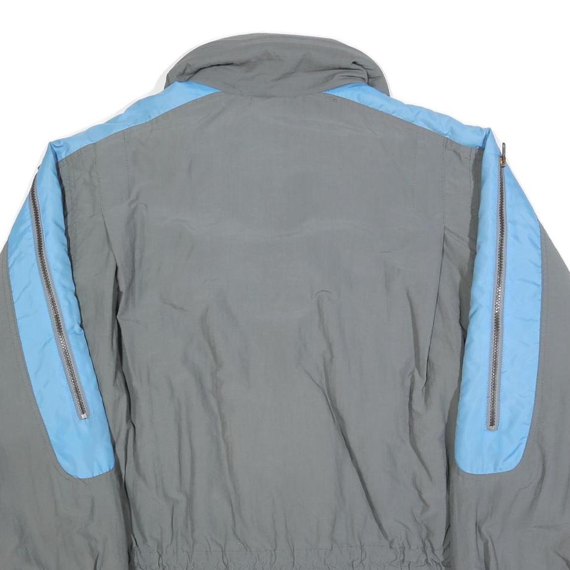 BRUGI Mens Grey & Blue Outdoor Jacket L Polyester Blend Zip Plain Casual