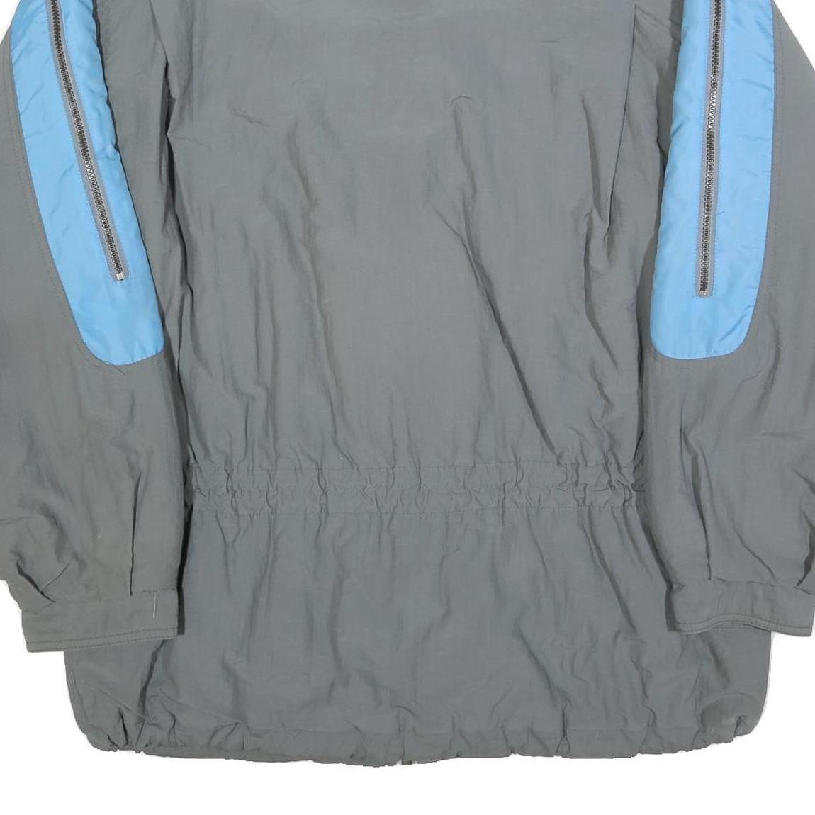 BRUGI Mens Grey & Blue Outdoor Jacket L Polyester Blend Zip Plain Casual