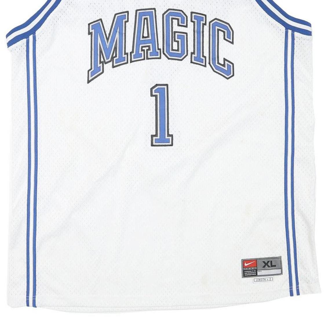 NIKE Mens White & Blue Magic McGrady Basketball Jersey XL Sleeveless V-Neck NBA