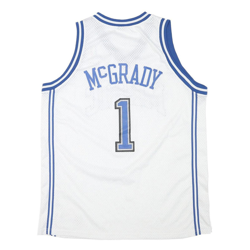 NIKE Mens White & Blue Magic McGrady Basketball Jersey XL Sleeveless V-Neck NBA