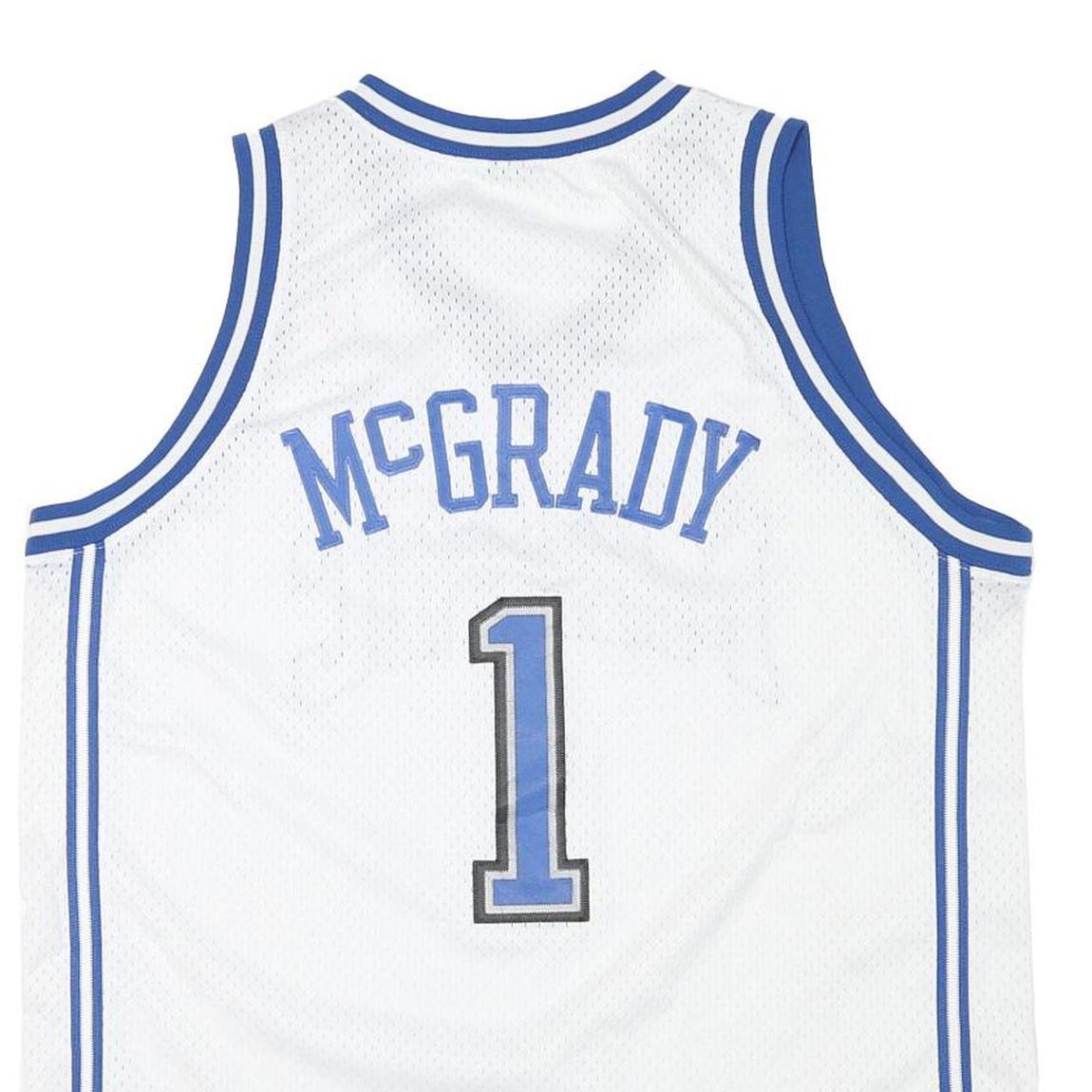 NIKE Mens White & Blue Magic McGrady Basketball Jersey XL Sleeveless V-Neck NBA