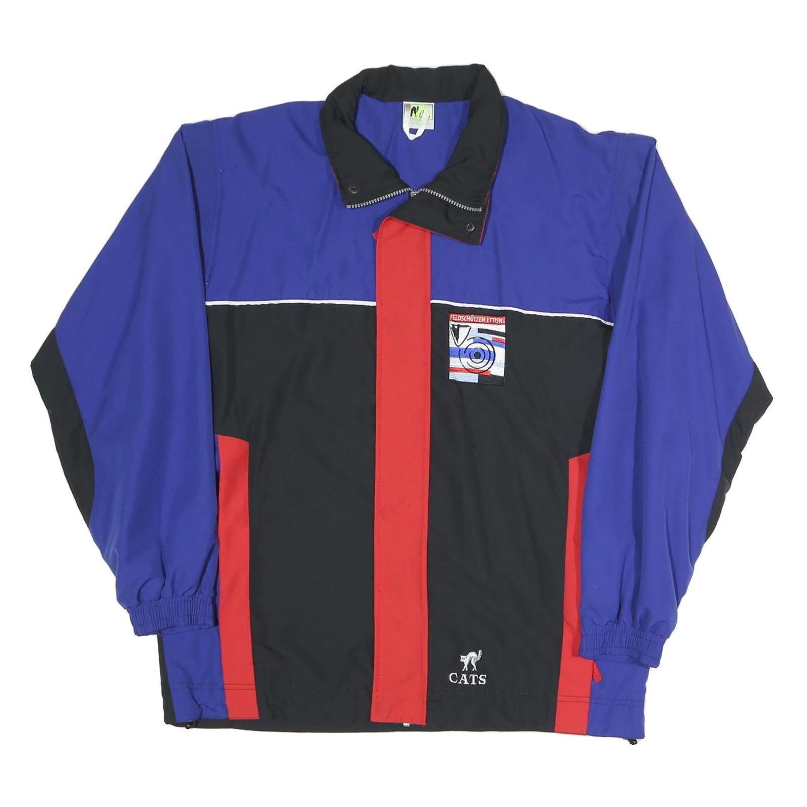 Mens Blue & Black Polyester Blend Zip Jacket Size L Casual Lightweight Outerwear