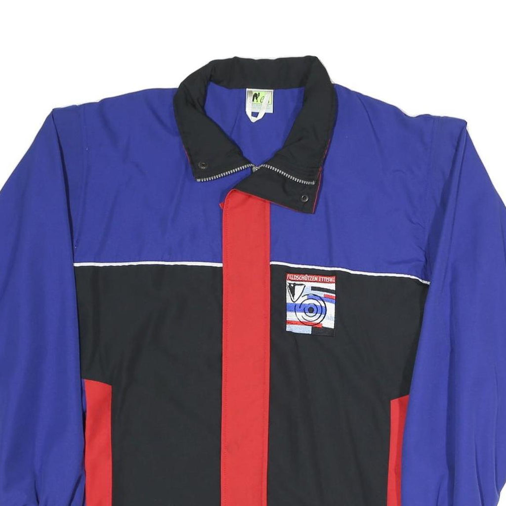 Mens Blue & Black Polyester Blend Zip Jacket Size L Casual Lightweight Outerwear