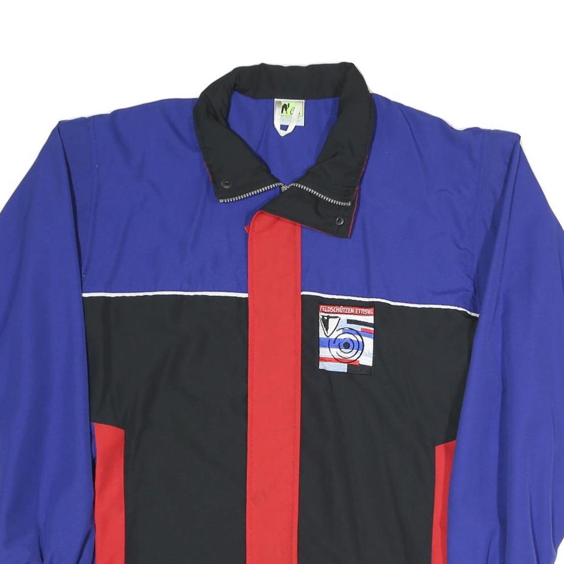Mens Blue & Black Polyester Blend Zip Jacket Size L Casual Lightweight Outerwear