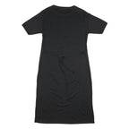 Womens Black Cotton Blend Day Jersey Peacocks Embroidered Short Sleeve M Dress