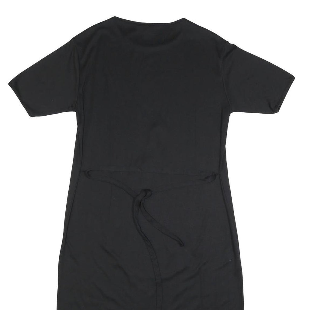 Womens Black Cotton Blend Day Jersey Peacocks Embroidered Short Sleeve M Dress