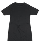 Womens Black Cotton Blend Day Jersey Peacocks Embroidered Short Sleeve M Dress