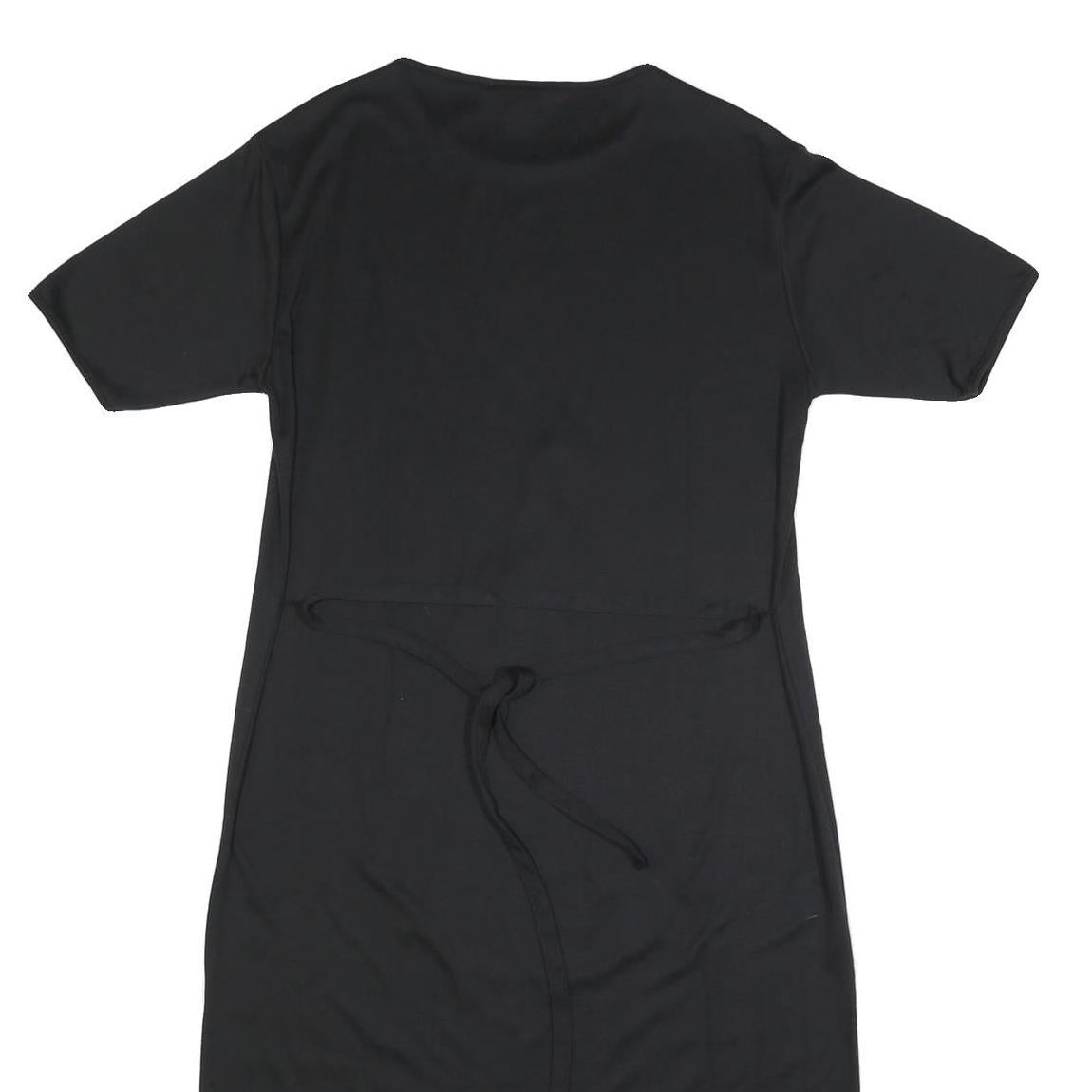 Womens Black Cotton Blend Day Jersey Peacocks Embroidered Short Sleeve M Dress