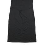 Womens Black Cotton Blend Day Jersey Peacocks Embroidered Short Sleeve M Dress