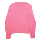 LACOSTE Womens Pink Plain Cotton Jumper Crew Neck Basic Knit S Classic Knitwear