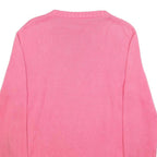 LACOSTE Womens Pink Plain Cotton Jumper Crew Neck Basic Knit S Classic Knitwear