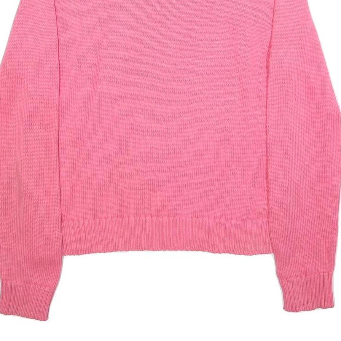 LACOSTE Womens Pink Plain Cotton Jumper Crew Neck Basic Knit S Classic Knitwear