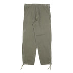 Mens Relaxed Fit Beige Cotton Blend Trousers W34 L30 Zip Closure Straight Leg