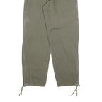 Mens Relaxed Fit Beige Cotton Blend Trousers W34 L30 Zip Closure Straight Leg