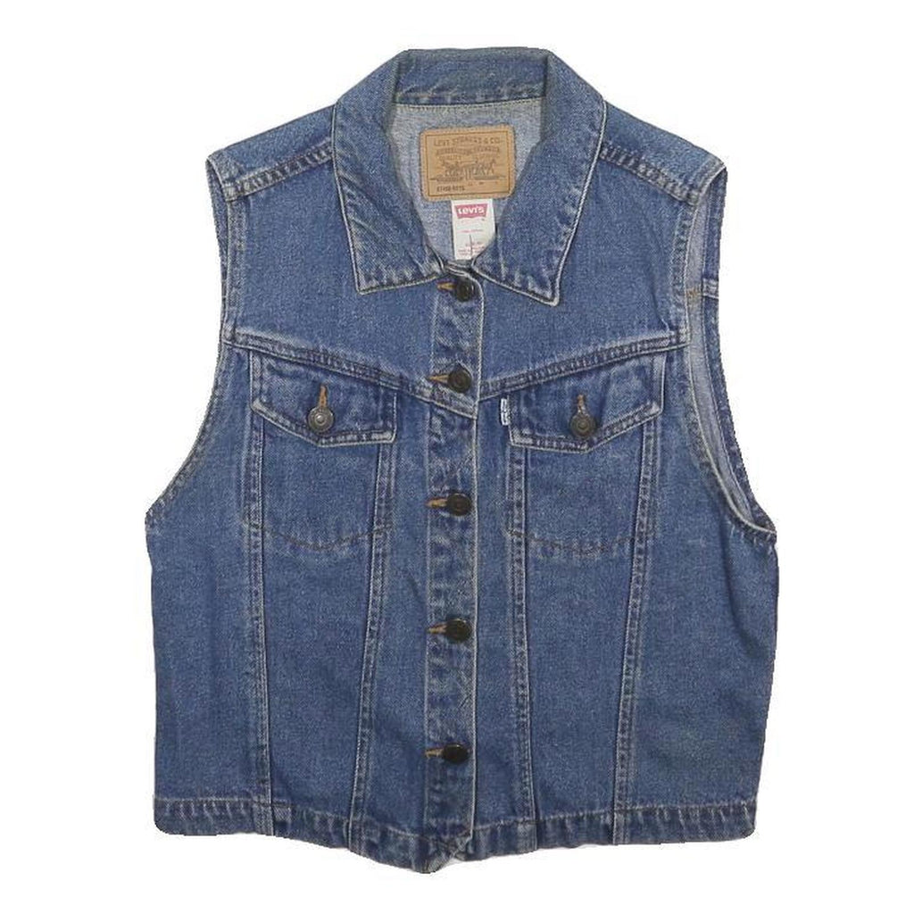 LEVI'S Girls Blue Denim Sleeveless Jacket XL Cotton Button Closure Classic