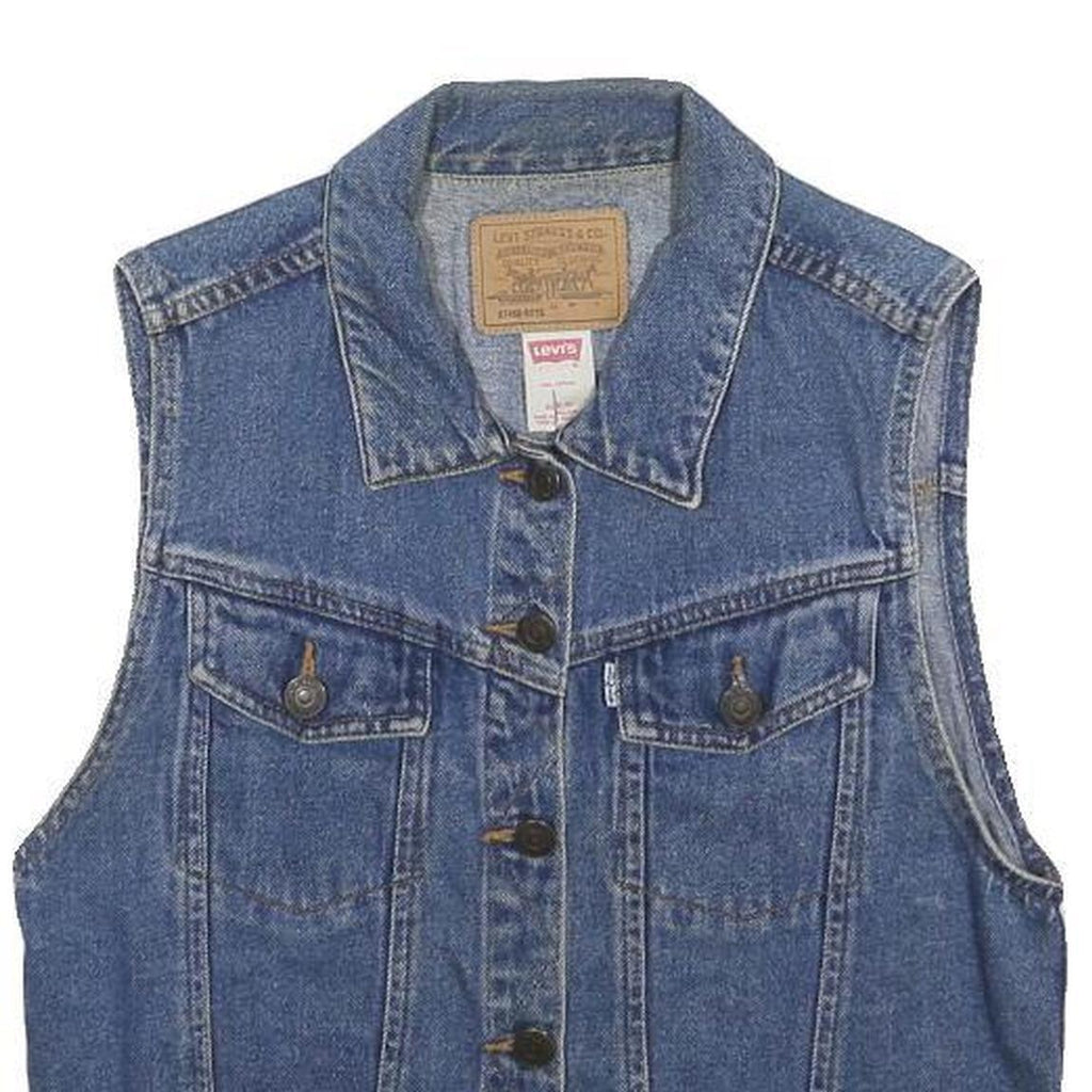 LEVI'S Girls Blue Denim Sleeveless Jacket XL Cotton Button Closure Classic
