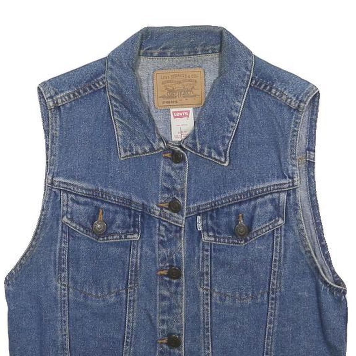 LEVI'S Girls Blue Denim Sleeveless Jacket XL Cotton Button Closure Classic