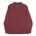 TIMBERLAND Mens Maroon Long Sleeve Plain Polo Shirt S Cotton Blend Classic