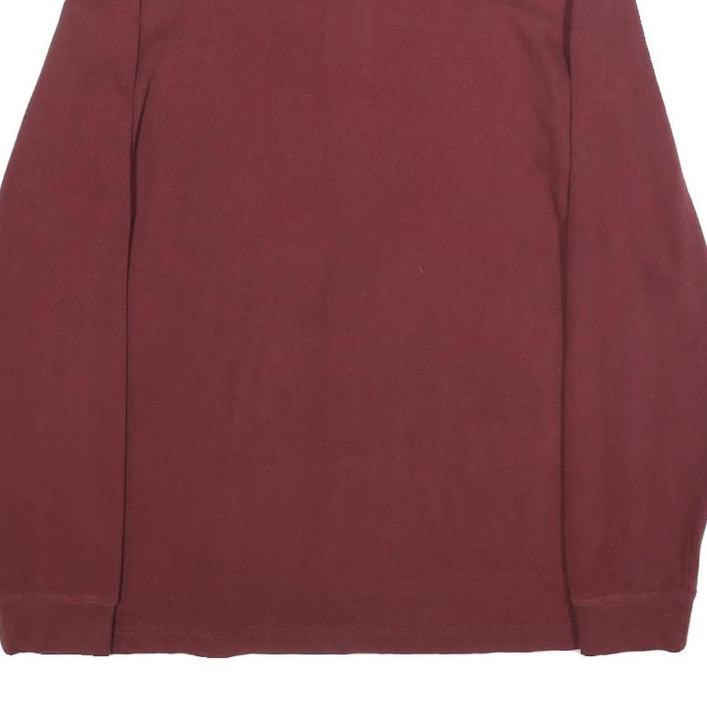 TIMBERLAND Mens Maroon Long Sleeve Plain Polo Shirt S Cotton Blend Classic