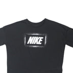 NIKE Womens Black Crop T-Shirt Short Sleeve Crew Neck Graphic Print S Cotton