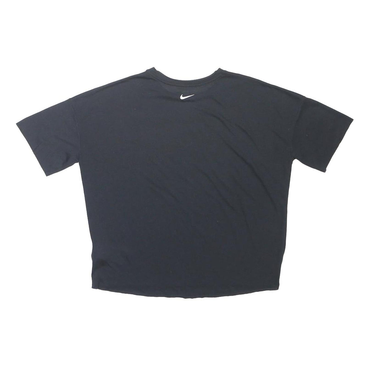 NIKE Womens Black Crop T-Shirt Short Sleeve Crew Neck Graphic Print S Cotton