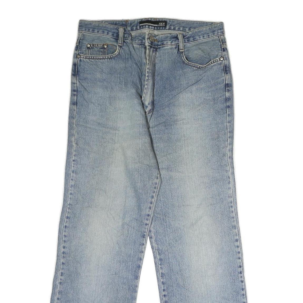 TEX JEANS Mens Regular Fit Blue Denim Jeans W32 L29 Classic Cotton Zip