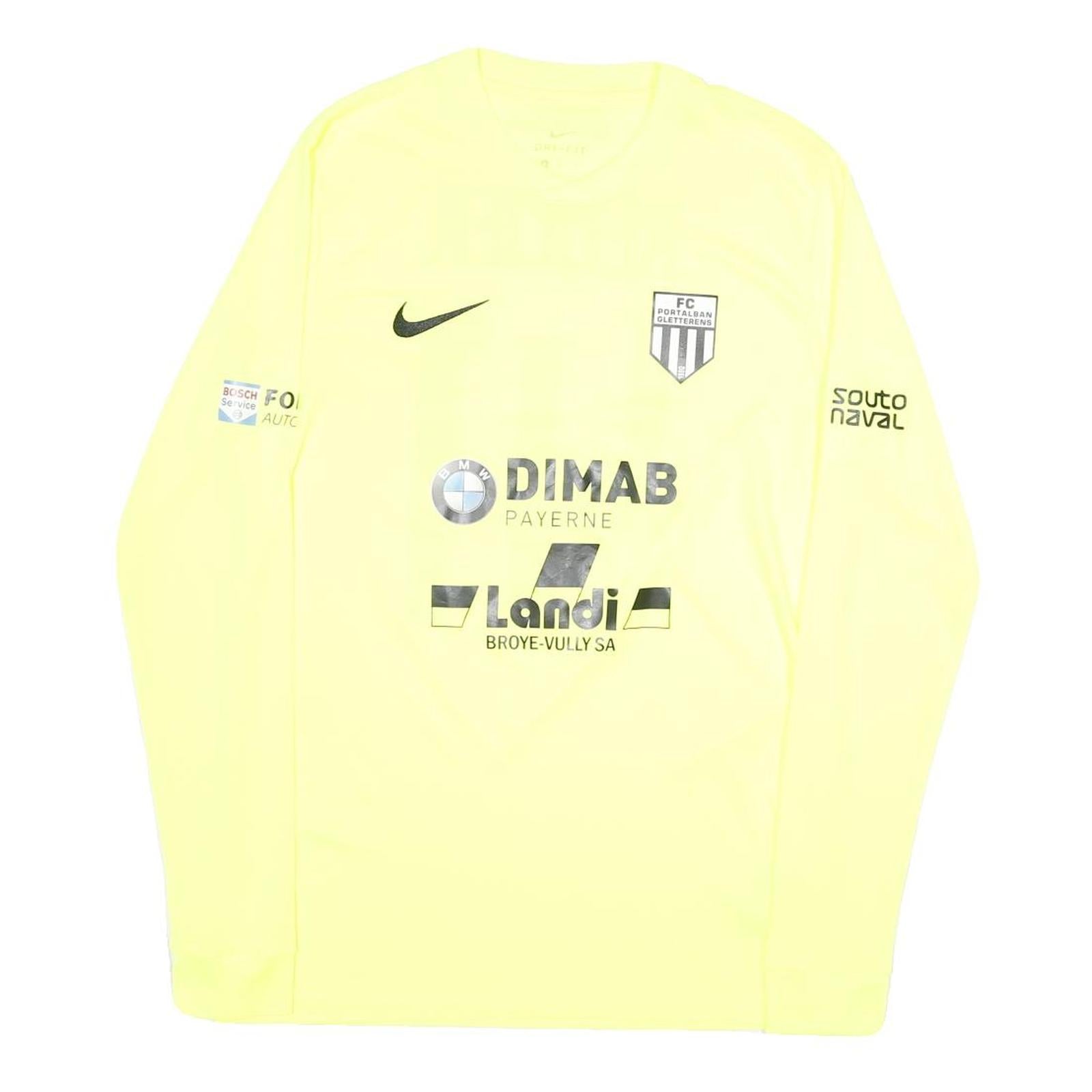 NIKE Mens Yellow & Black Football Shirt Long Sleeve Crew Neck Reulier 41