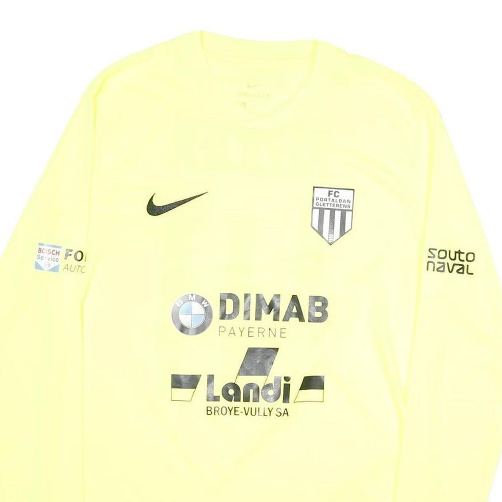 NIKE Mens Yellow & Black Football Shirt Long Sleeve Crew Neck Reulier 41