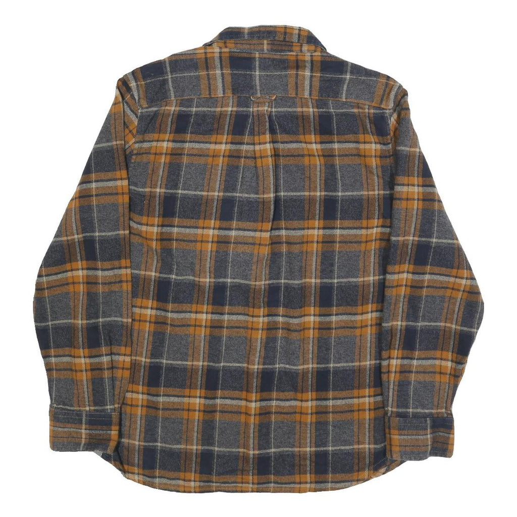 GRAYER Mens Grey & Orange Cotton Blend Flannel Shirt L Long Sleeve Casual
