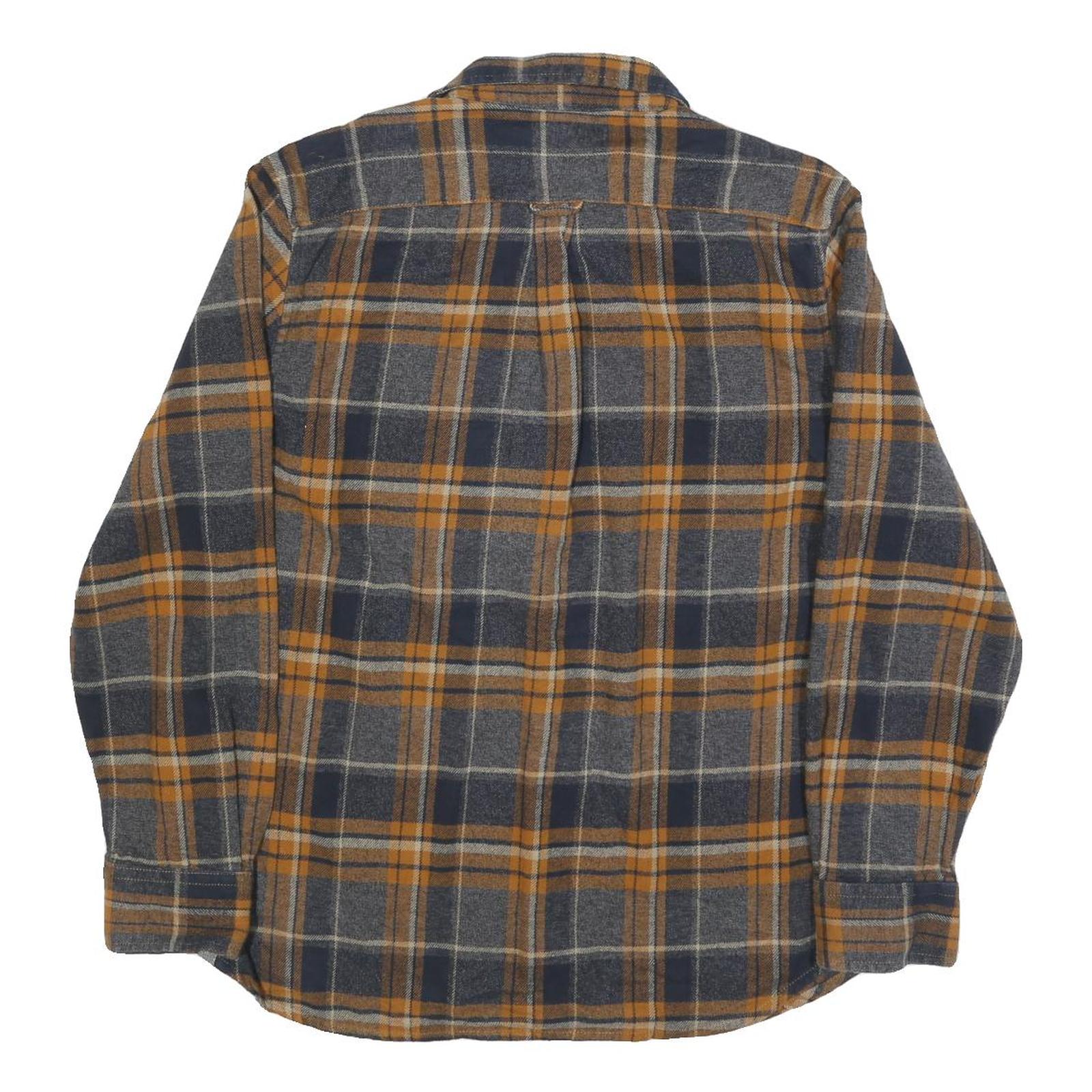 GRAYER Mens Grey & Orange Cotton Blend Flannel Shirt L Long Sleeve Casual