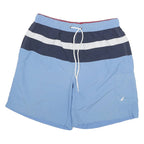 NAUTICA Mens Shorts Blue & Navy Stripe Casual L W30 Drawstring Lightweight